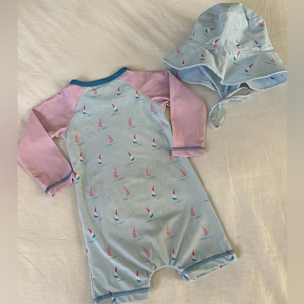 Sailboat Rashguard Romper & Bucket Hat - Baby - Picture 3 of 5